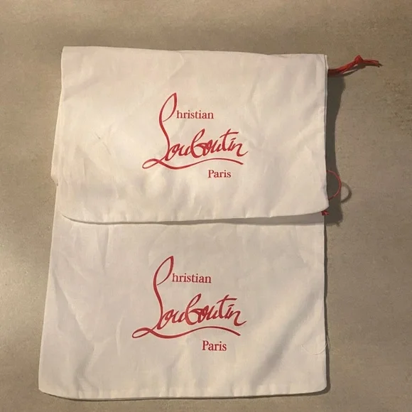Christian Louboutin White canvas shoe Bags with Red Logo Size 11/15 - Picture 2 of 10